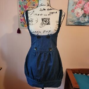 Y2K Guess Denim Bubble Suspender Dress, Pockets, Button Details, EUC, Size 7